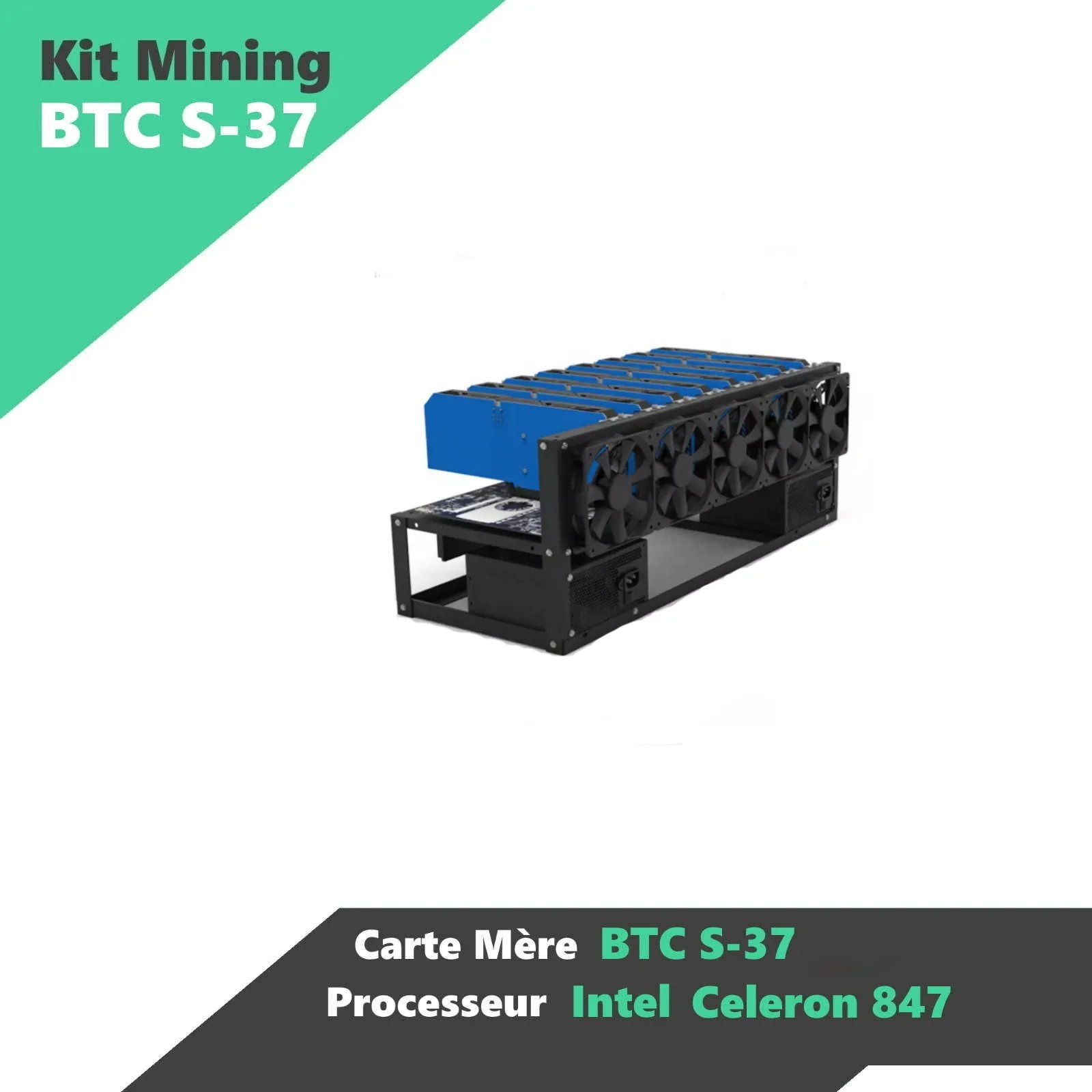 Kit Mining 8 GPU BTC-S37 Châssis ouvert Carte mère Processeur Ram